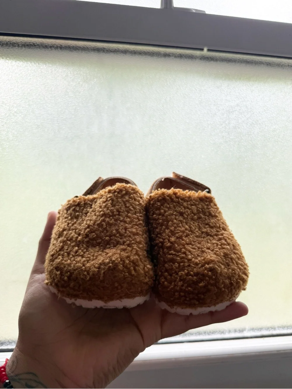 Cozy Brown Sherpa Baby Slippers